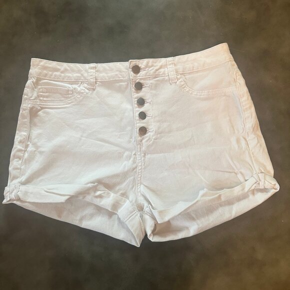 Forever21 White Button Up High Waisted Shorts - Picture 1 of 2